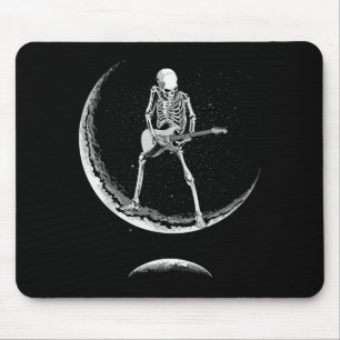 Rock On Skeleton Moon Shirt - Funny Halloween Rock Mouse Pad
