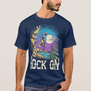 Rock On Skeleton Night Rock Climber Full Moon Clim T-Shirt