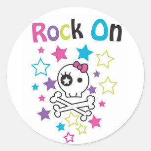 ROCK ON STICKER SKULLS AND STARS