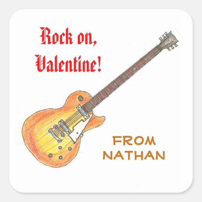 Rock on Valentine sticker (Front)