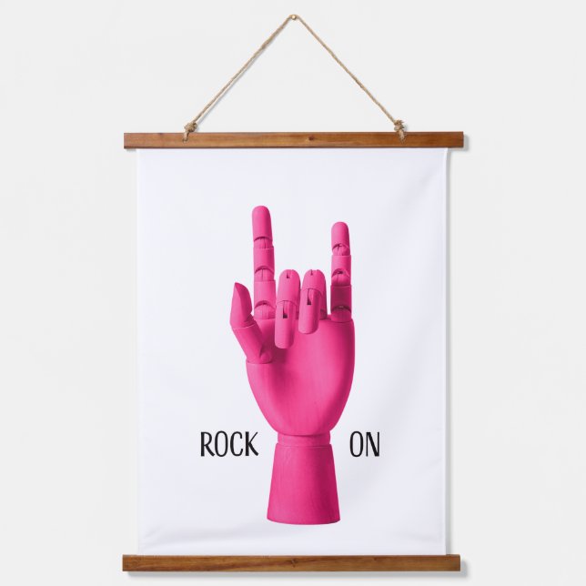 Rock On. Wood Topped Wall Tapestry (Front)