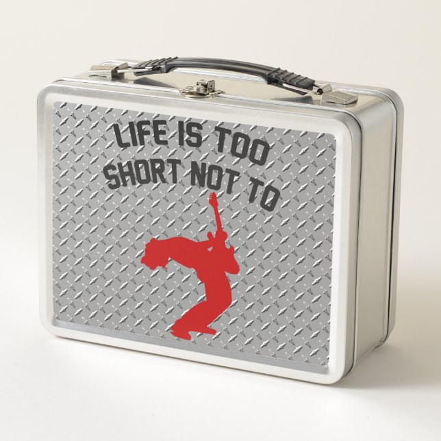 Rock Out Faux Diamond Plate Metal Lunch Box (Front)