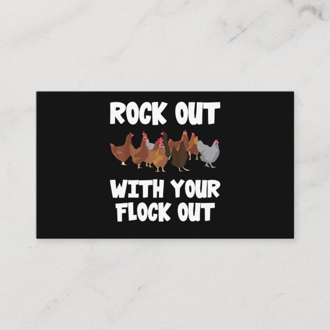 Rock Out With Your Flock Out Funny Chicken 210 Business Card (Front)