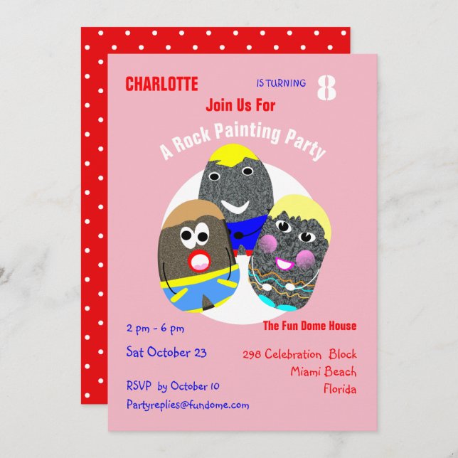 Rock Painting Community Personalised Hashtag Invitation (Front/Back)