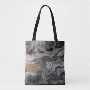 Rock painting of a bull and horses, c.17000 BC (ca Tote Bag