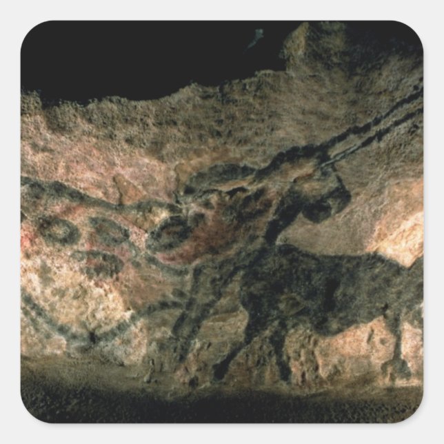 Rock painting of a horned animal, c.17000 BC (cave Square Sticker (Front)
