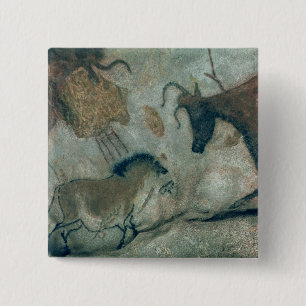 Rock painting showing a horse and a cow, c.17000 B 15 Cm Square Badge