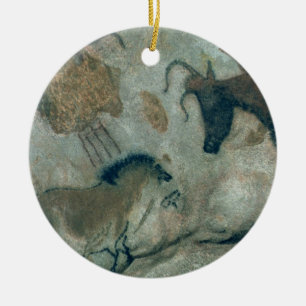 Rock painting showing a horse and a cow, c.17000 B Ceramic Tree Decoration