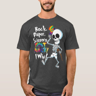 Rock Paper Scissor Throat Punch I Win Skeleton Rai T-Shirt