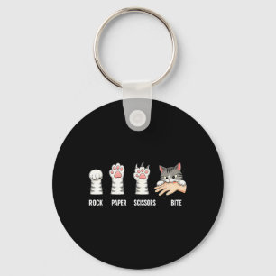 Rock Paper Scissors Bite Hand Game Cute Paw Funny Key Ring
