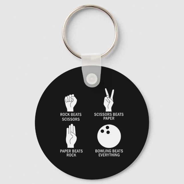 Rock Paper Scissors Bowling Beats Everything Bowle Key Ring (Front)