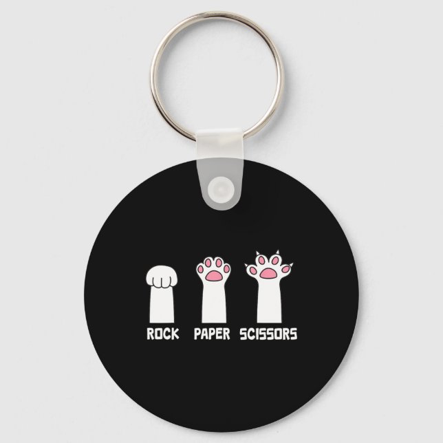 Rock Paper Scissors Cat Paws Game Cute Paw Funny C Key Ring (Front)