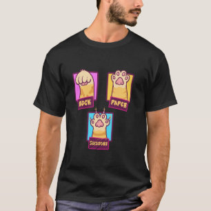 Rock Paper Scissors Cat Paws T-shirt Hand Game Fun