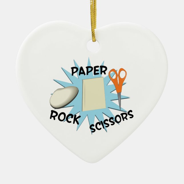 Rock Paper Scissors Ceramic Ornament (Front)