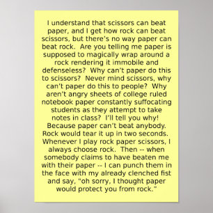 Rock Paper Scissors Debate Funny Poster Sign