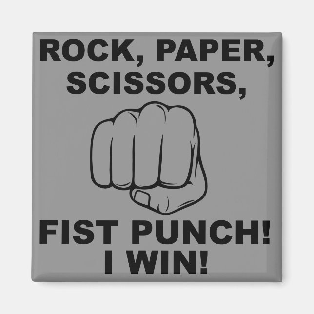 Rock Paper Scissors Fist Punch Funny Fridge Magnet (Front)