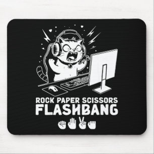 Rock paper scissors flashbang cat meme mouse pad
