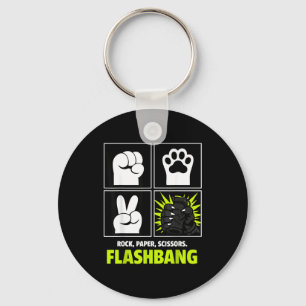 Rock paper scissors flashbang funny cat paws gamin key ring