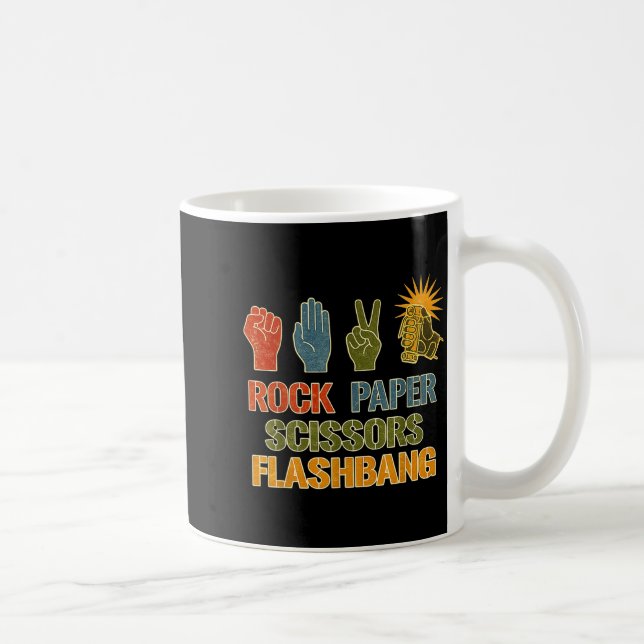 Rock paper scissors flashbang funny gamer meme coffee mug (Right)