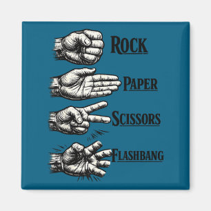 Rock paper scissors flashbang funny gamer meme gif magnet