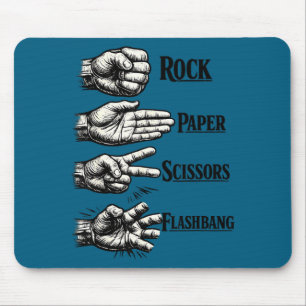 Rock paper scissors flashbang funny gamer meme gif mouse pad
