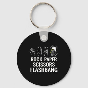 Rock paper scissors flashbang funny gamer meme key ring
