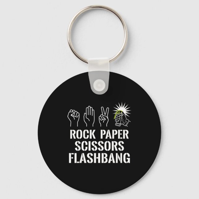 Rock paper scissors flashbang funny gamer meme  key ring (Front)