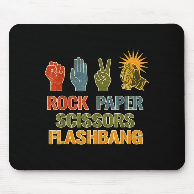 Rock paper scissors flashbang funny gamer meme mouse pad (Front)