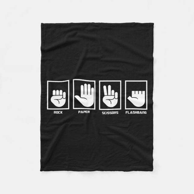 Rock paper scissors flashbang funny meme game fleece blanket (Front)