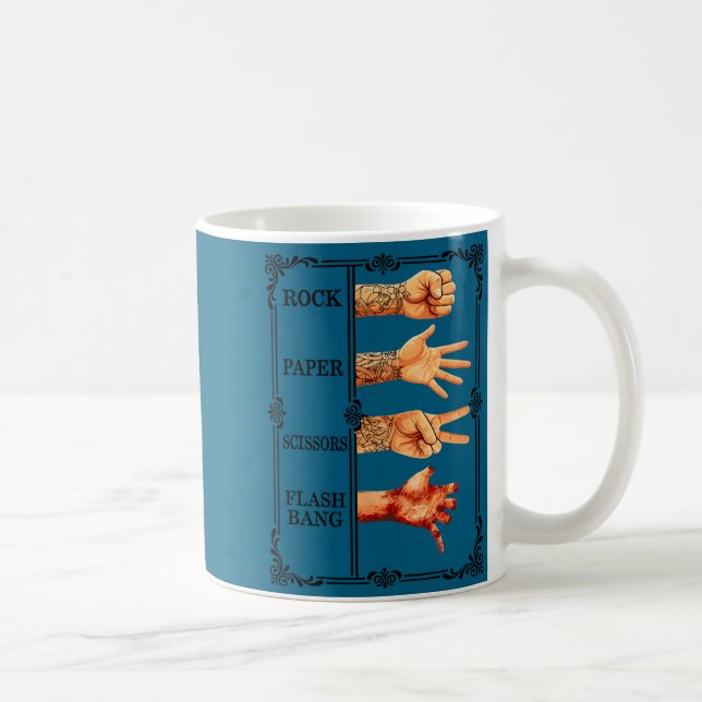 Rock paper scissors flashbang gamer meme  coffee mug (Right)