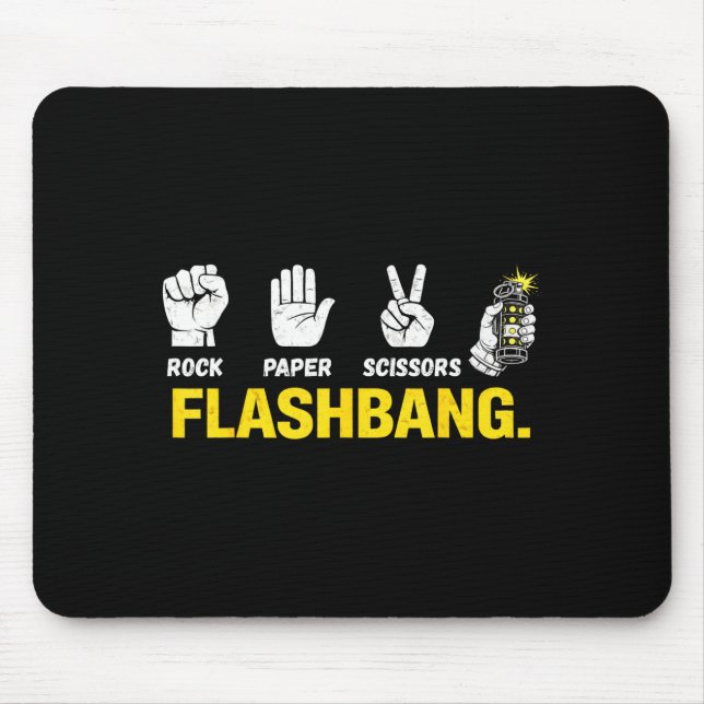 Rock paper scissors flashbang gamer meme for fans  mouse pad (Front)
