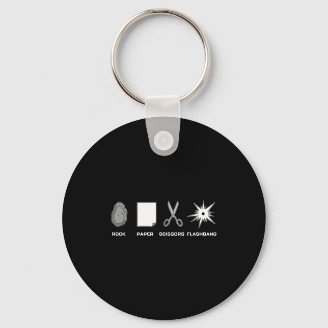Rock paper scissors flashbang gamer meme funny key ring (Front)