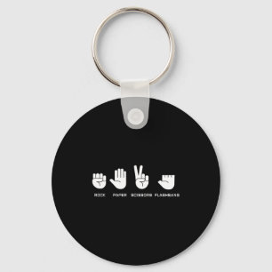 Rock paper scissors flashbang gamer meme key ring