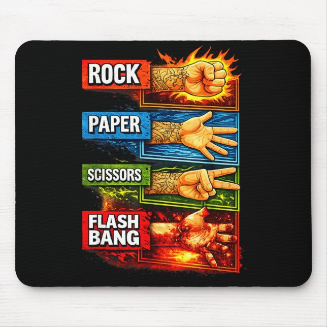 Rock paper scissors flashbang gamer meme  mouse pad (Front)