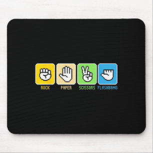 Rock paper scissors flashbang gamer vintage meme mouse pad