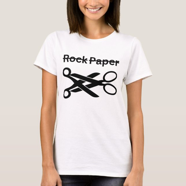 Rock Paper Scissors Funny Lesbian Theme T-Shirt (Front)