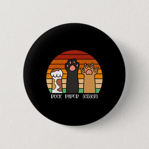 Rock Paper Scissors Game Kitten Lover Animal Paws  6 Cm Round Badge