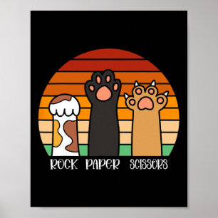 Rock Paper Scissors Game Kitten Lover Animal Paws  Poster