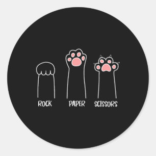 Rock Paper Scissors Hand Game Cute Paw Funny Cat  Classic Round Sticker