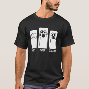 Rock Paper Scissors Hand Game Cute Paw Funny Cat T-Shirt