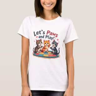 Rock Paper Scissors Hand Game Cute Paw Funny Cat T T-Shirt