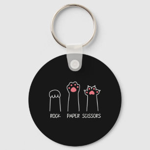 Rock Paper Scissors Hand Game Meme Animal Paw Cat Key Ring