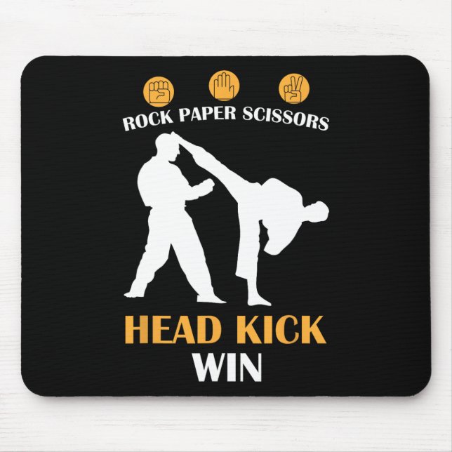 Rock Paper Scissors Head Kick I Win Yellow Karate  Mouse Pad (Front)