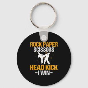 Rock Paper Scissors Headkick I Win - Martial Arts Key Ring