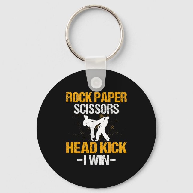 Rock Paper Scissors Headkick I Win - Martial Arts  Key Ring (Front)