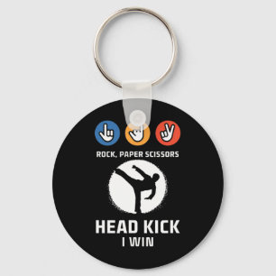 Rock Paper Scissors Headkick Win Funny Taekwondo K Key Ring