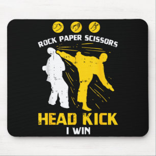 Rock Paper Scissors Headkick Win Funny Taekwondo Mouse Pad