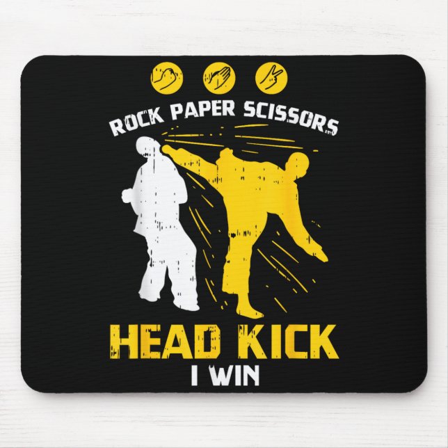 Rock Paper Scissors Headkick Win Funny Taekwondo Mouse Pad (Front)