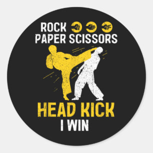 Rock Paper Scissors Headkick Win - Taekwondo Karat Classic Round Sticker