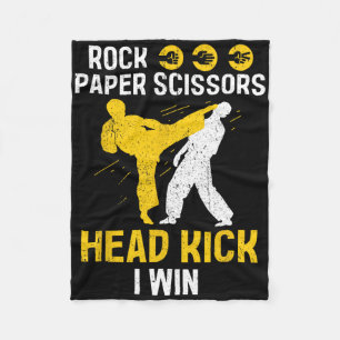 Rock Paper Scissors Headkick Win - Taekwondo Karat Fleece Blanket